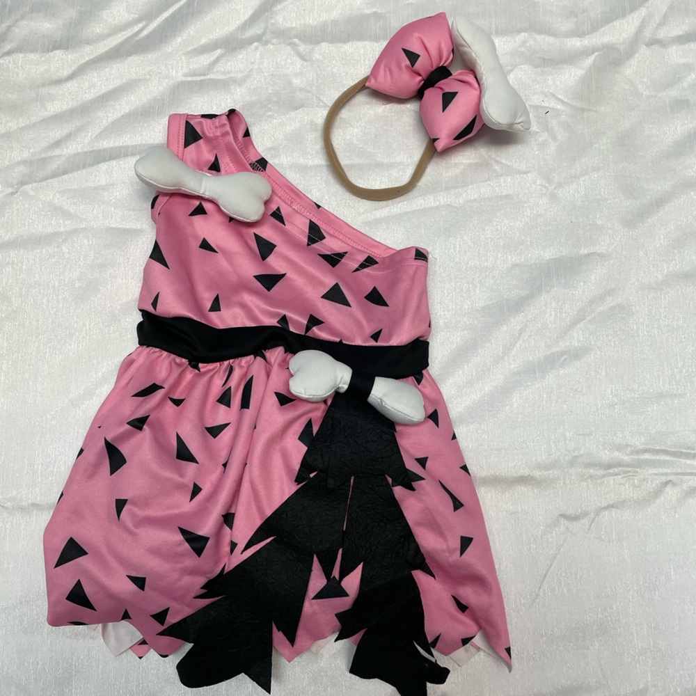 Pink and black Cave girl costume